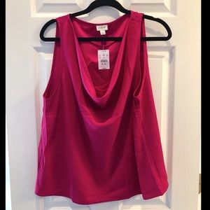 J. Crew Sleeveless Cowl Neck Top in Fuschia